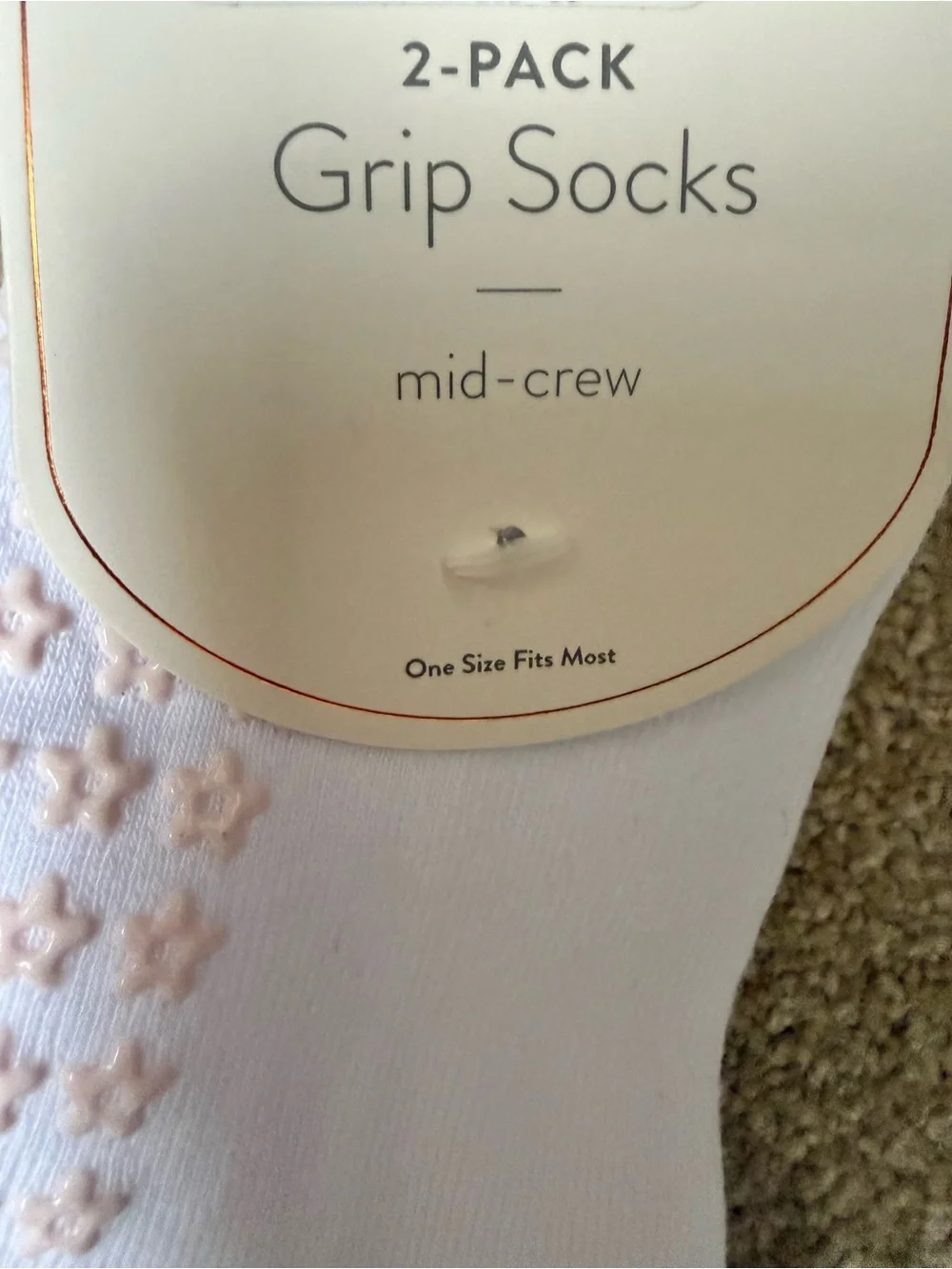 Balance Collection Women's Non-Slip Crew Socks - Light Pink & White